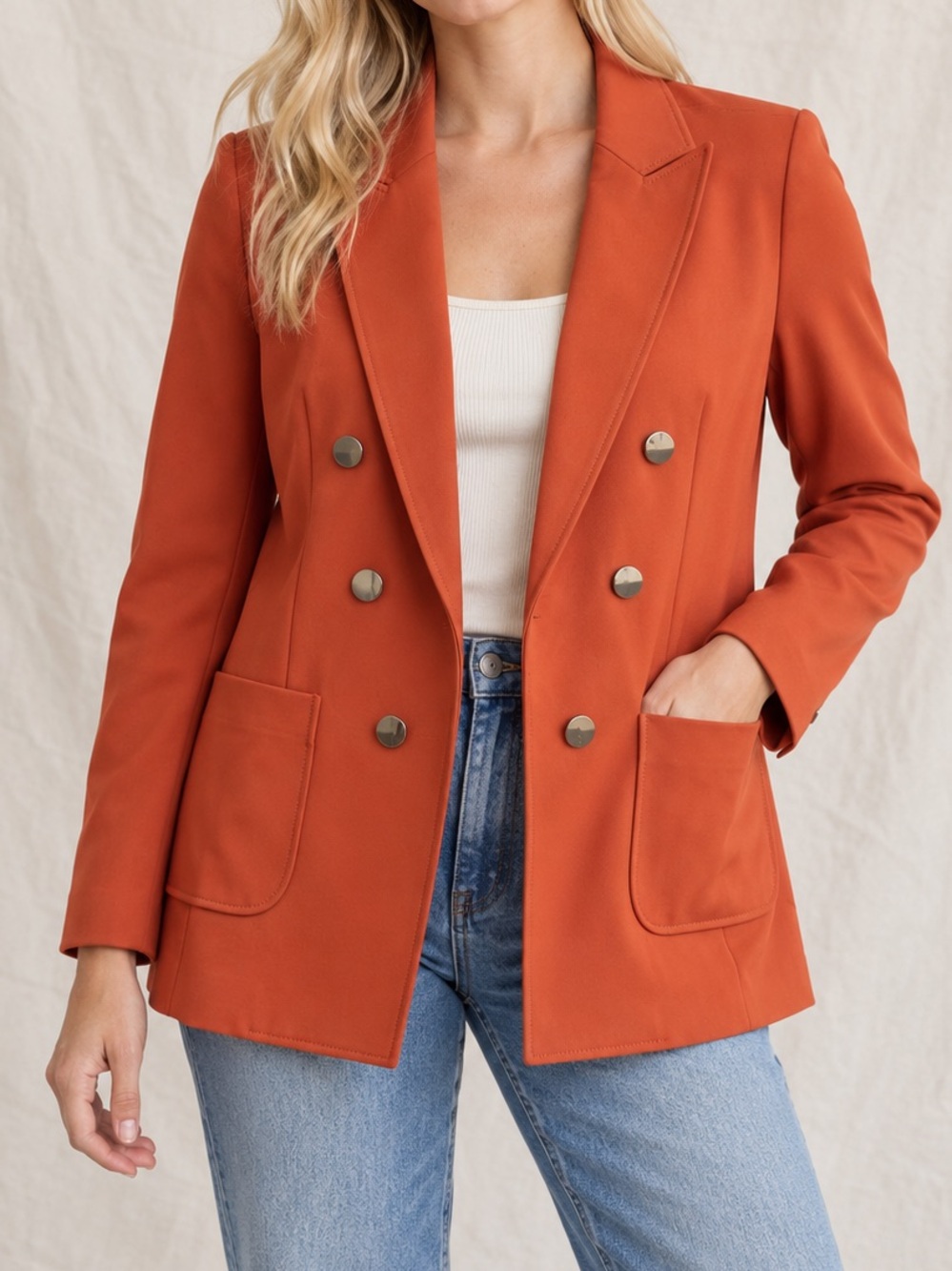 Anne Klein Orange Double Breasted Blazer Women’s XL